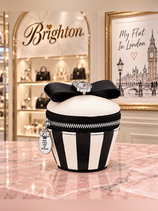 Brighton Handbags - BRIGHTON My Flat In London RARE RETIRED Cupcake Case Black & White Crystal Bow